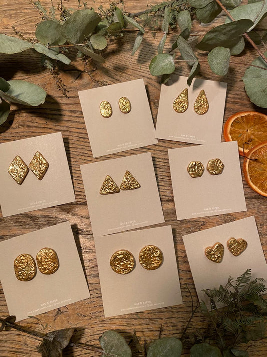 The Amalia | Handcrafted Clay and Gold Leaf Earrings