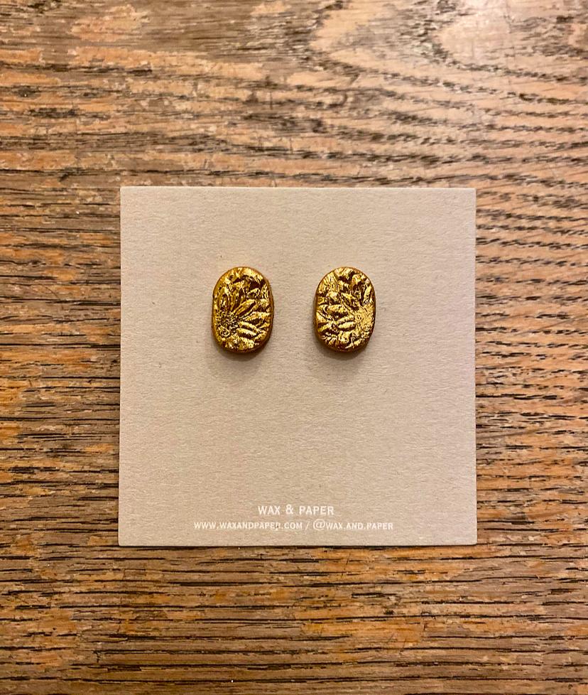 The Amalia | Handcrafted Clay and Gold Leaf Earrings