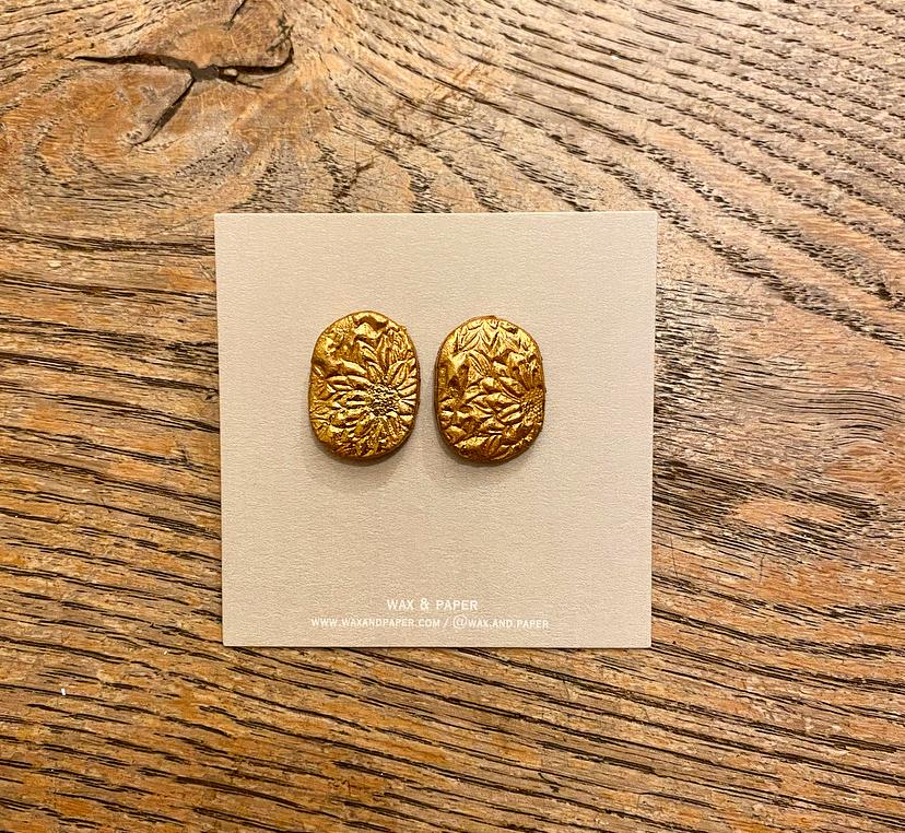 The Amalia | Handcrafted Clay and Gold Leaf Earrings