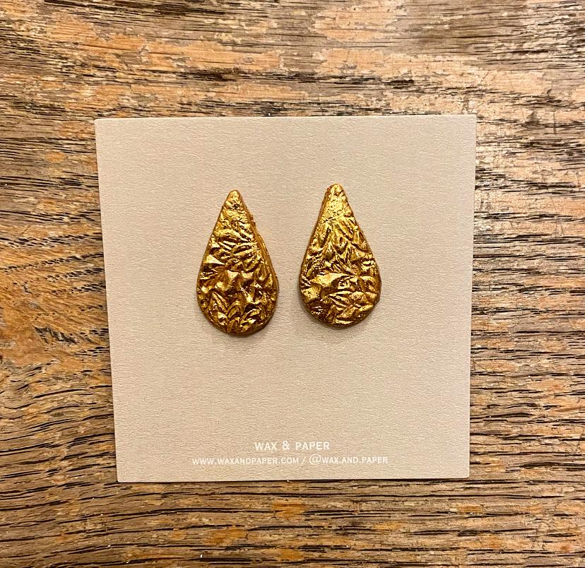 The Amalia | Handcrafted Clay and Gold Leaf Earrings